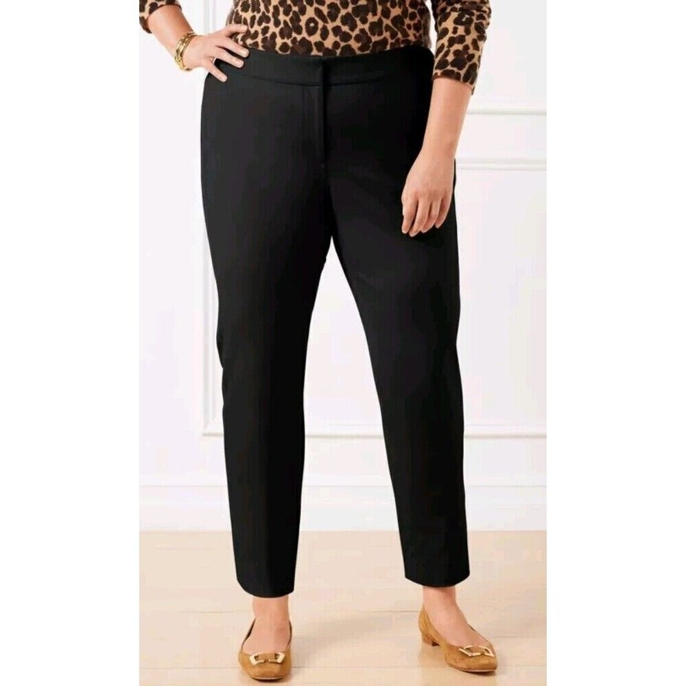 NWOT Talbots Dress Pants 12 Black Straight Leg‎ Stretch Flat Front High Rise 114